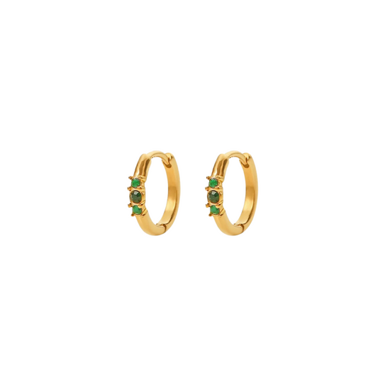 Serefine Petite Huggie Earrings Green