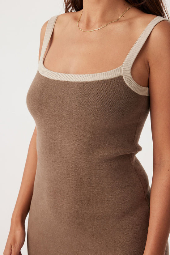 Duke Organic Cotton Mini Dress Cacao & Taupe