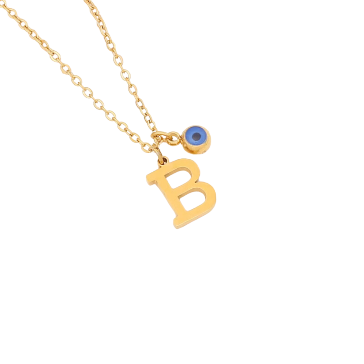 Evil Eye Initial 18k Gold Plated Necklace