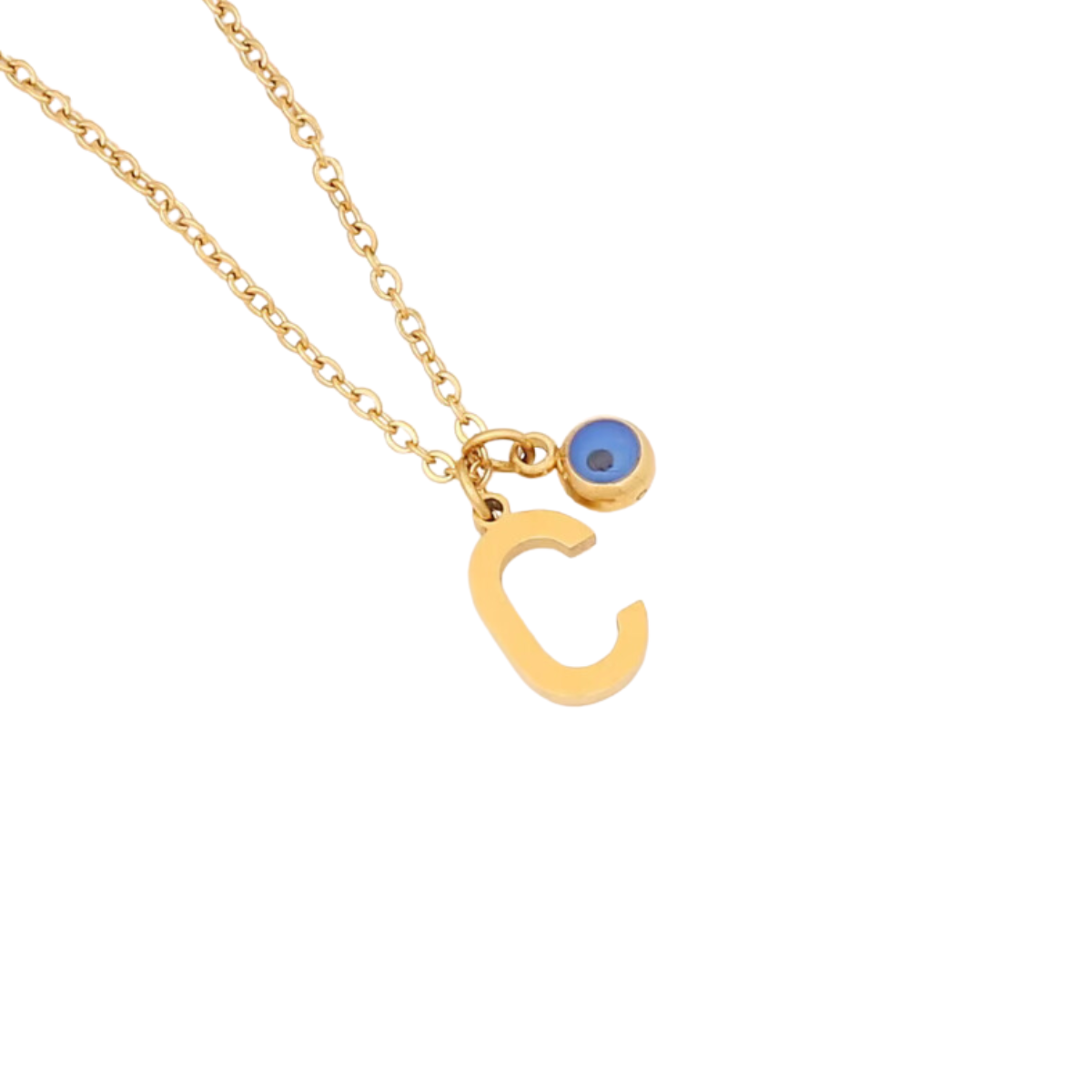 Evil Eye Initial 18k Gold Plated Necklace