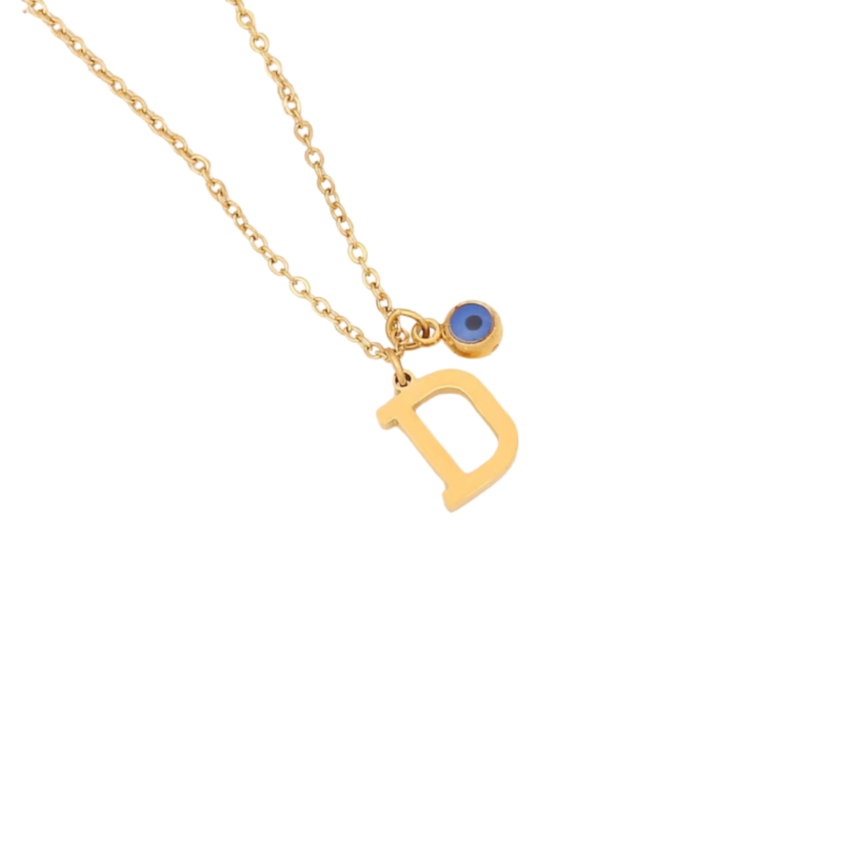 Evil Eye Initial 18k Gold Plated Necklace