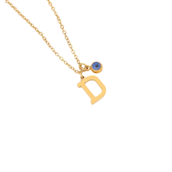 Evil Eye Initial 18k Gold Plated Necklace