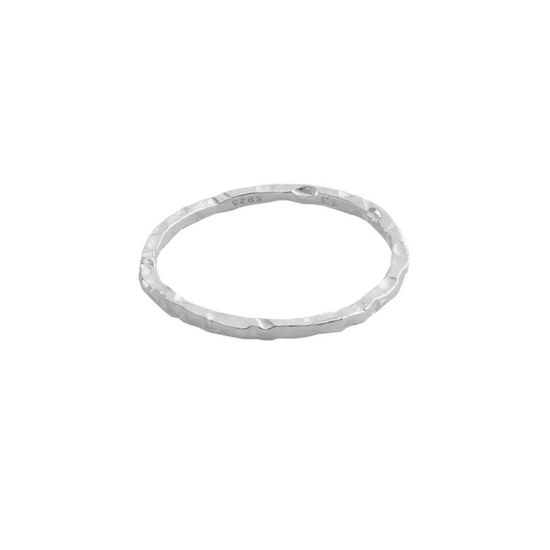 Mira  18k Stainless Steel Textured Petite Ring Silver