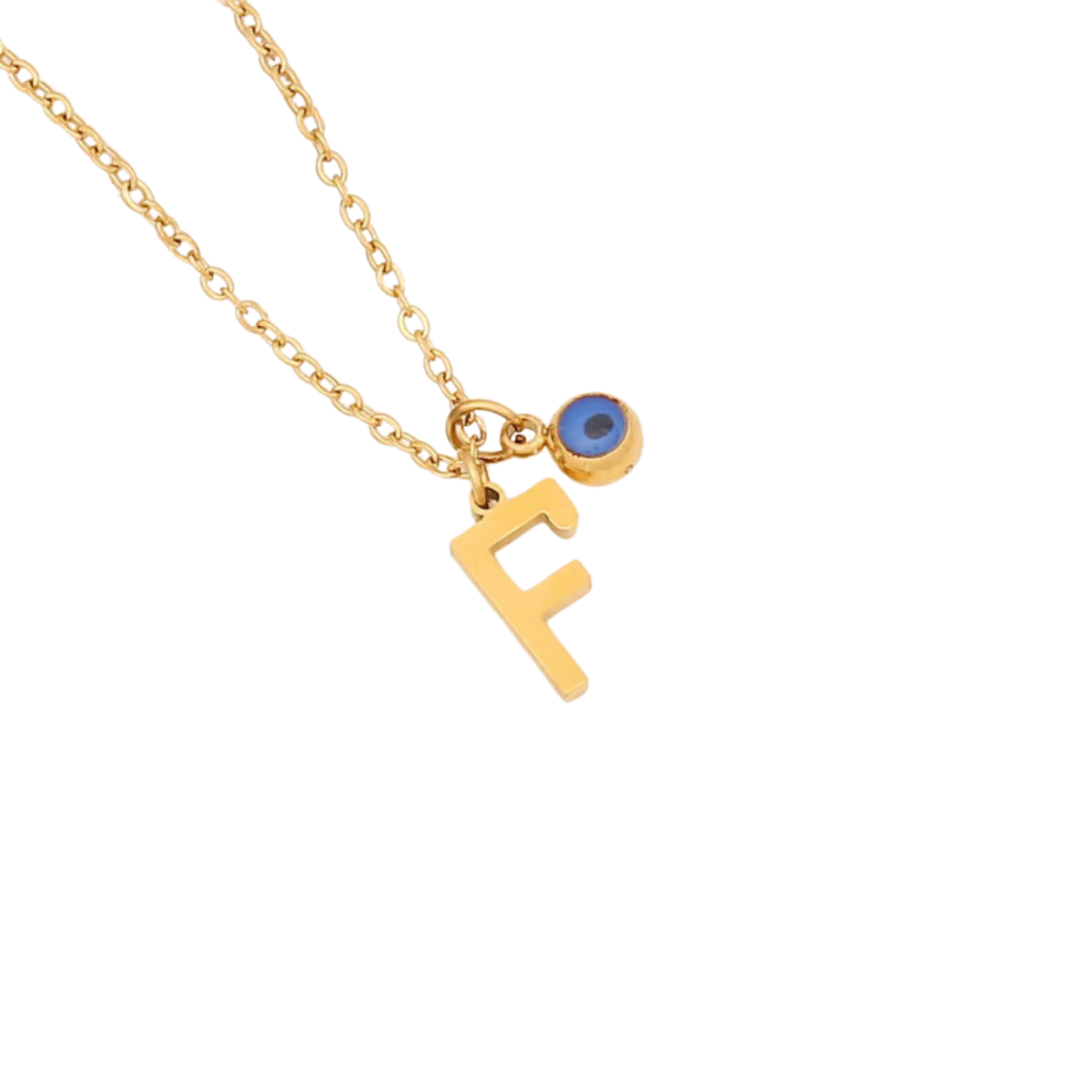 Evil Eye Initial 18k Gold Plated Necklace