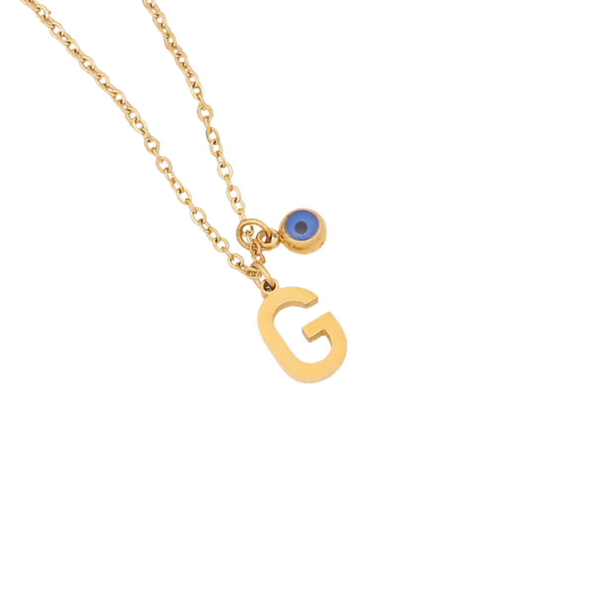 Evil Eye Initial 18k Gold Plated Necklace