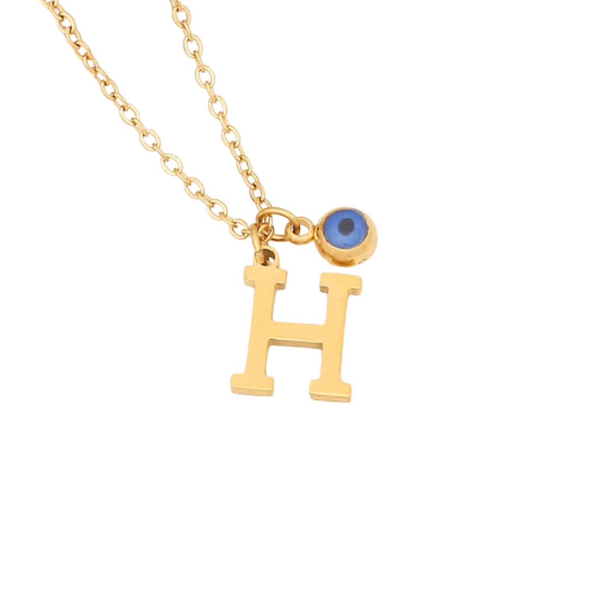 Evil Eye Initial 18k Gold Plated Necklace