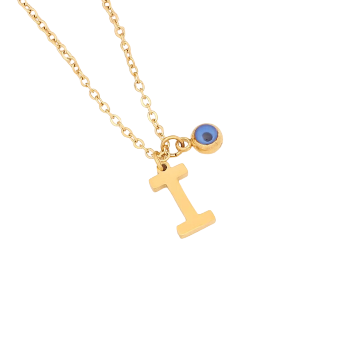 Evil Eye Initial 18k Gold Plated Necklace