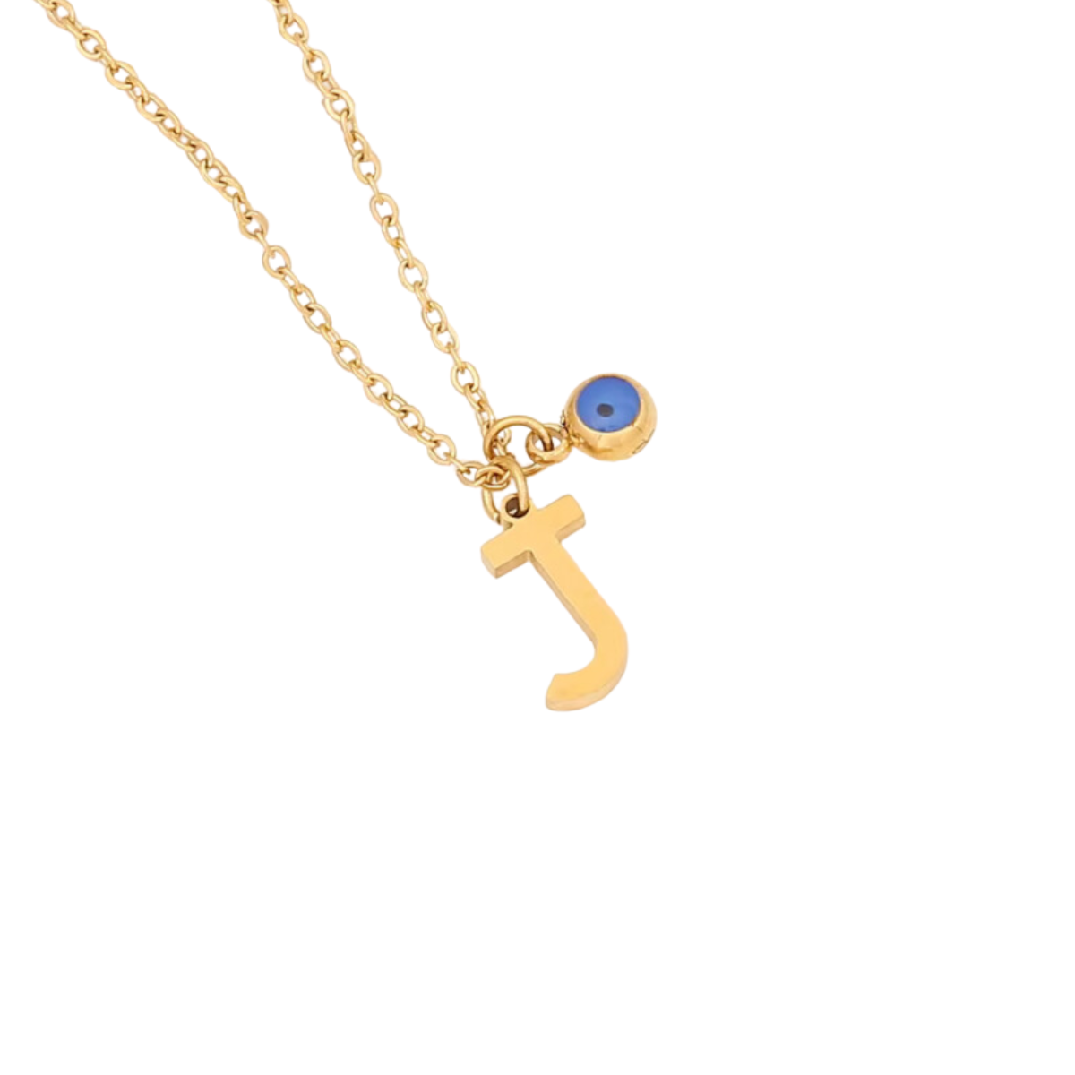 Evil Eye Initial 18k Gold Plated Necklace