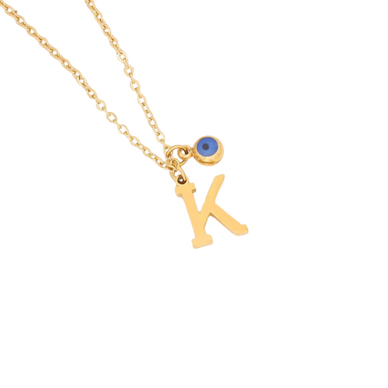 Evil Eye Initial 18k Gold Plated Necklace