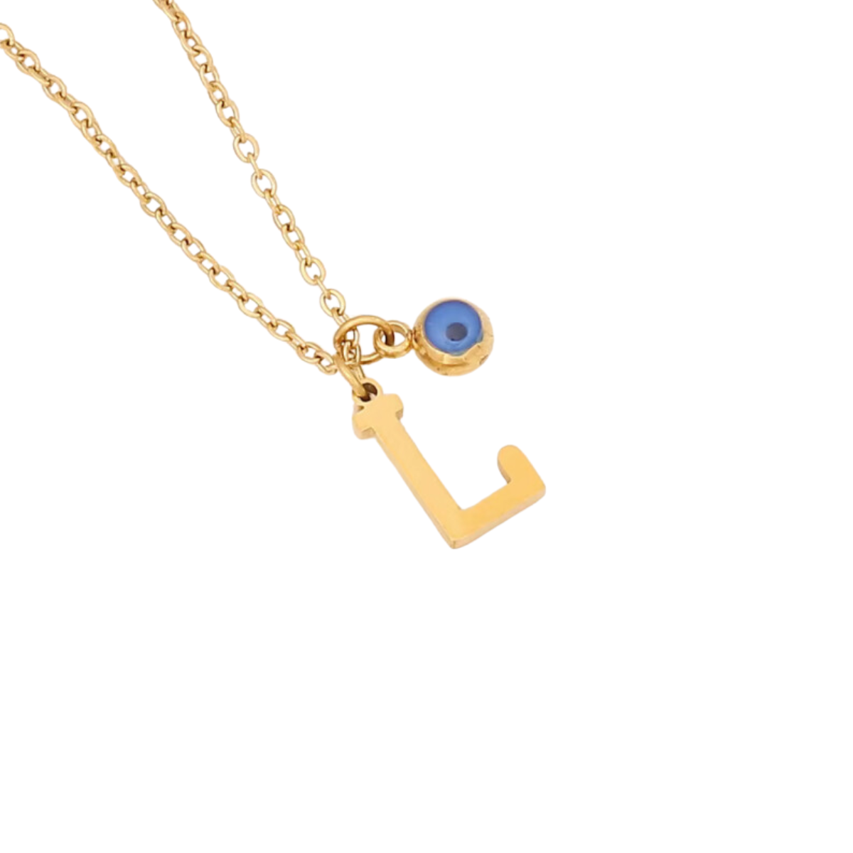 Evil Eye Initial 18k Gold Plated Necklace