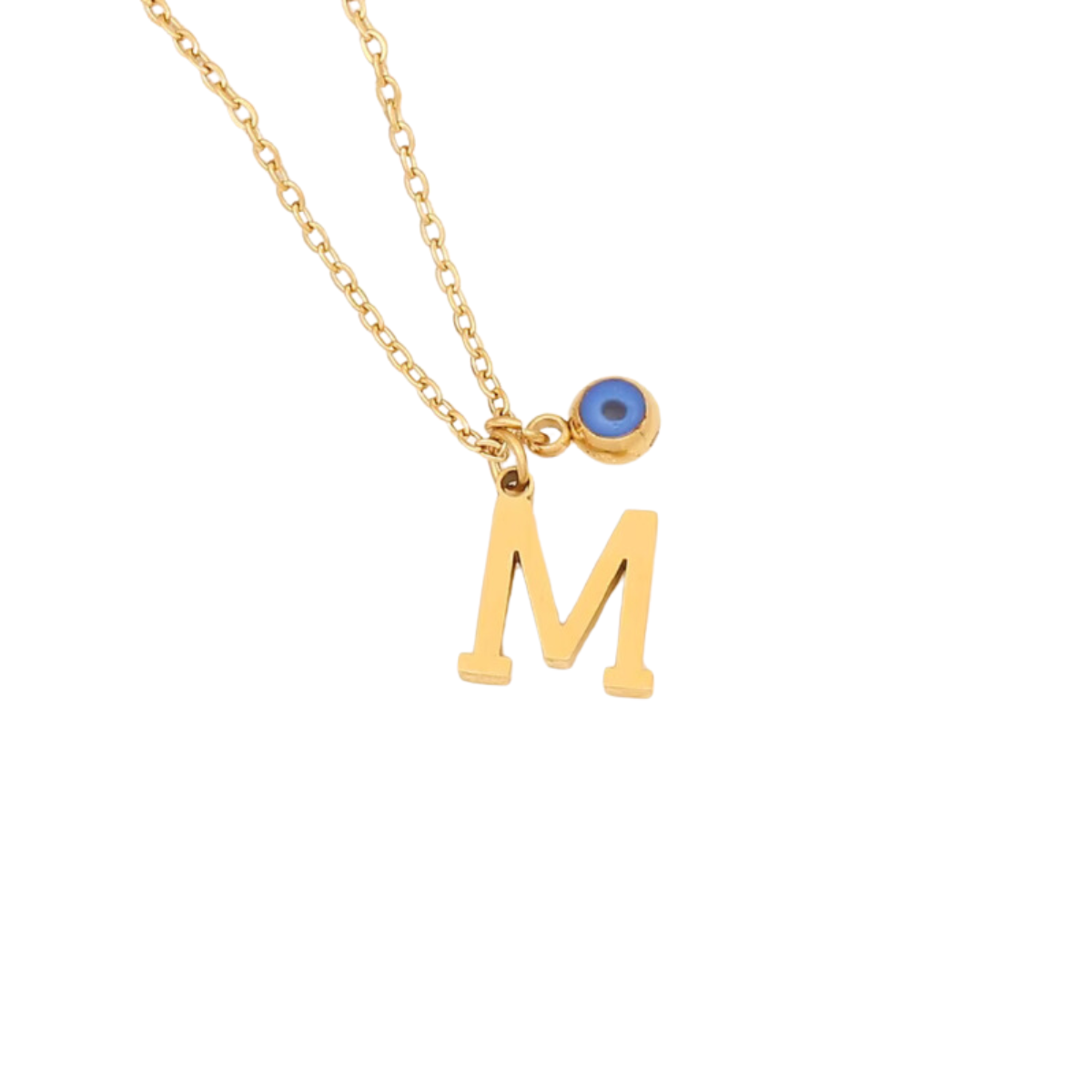 Evil Eye Initial 18k Gold Plated Necklace