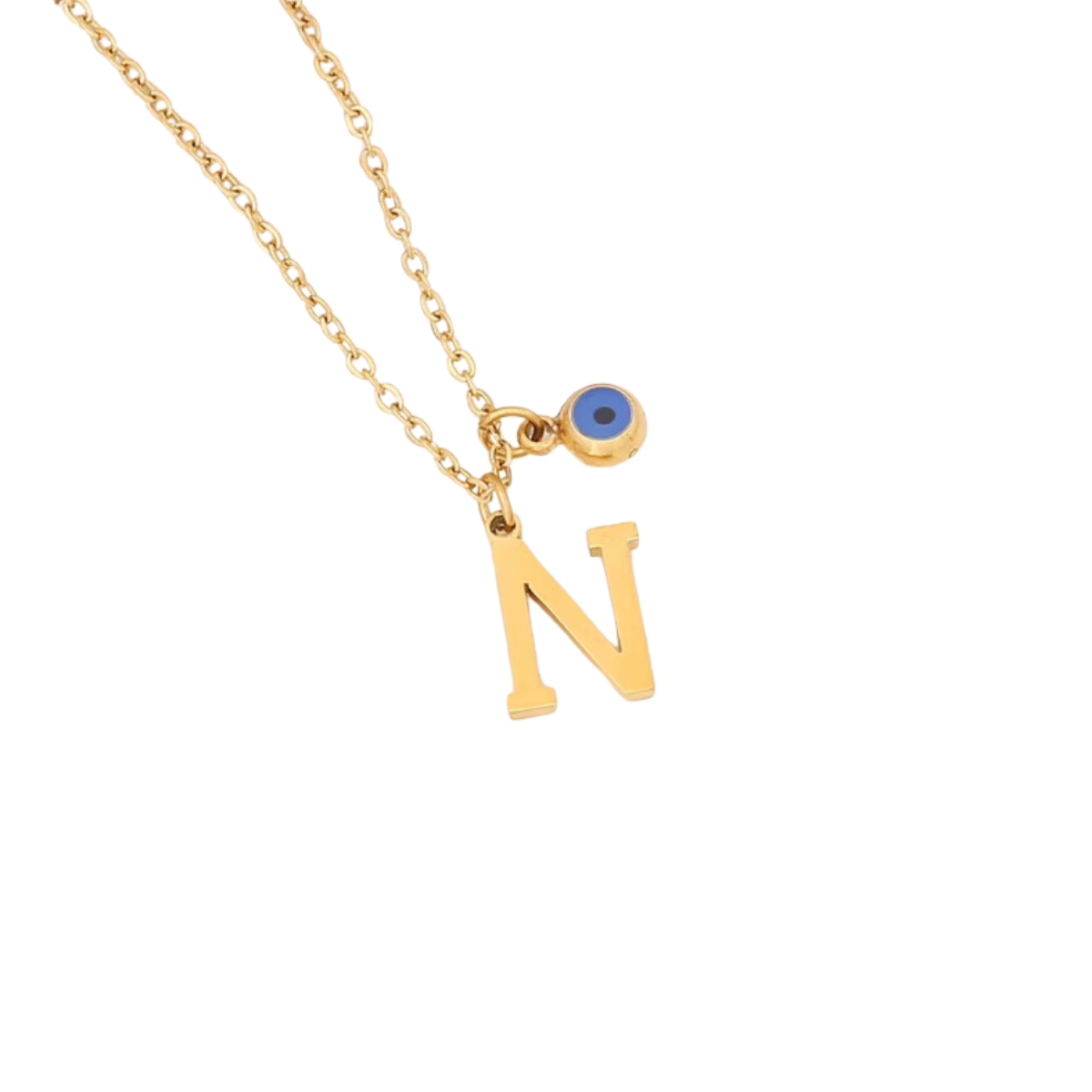 Evil Eye Initial 18k Gold Plated Necklace