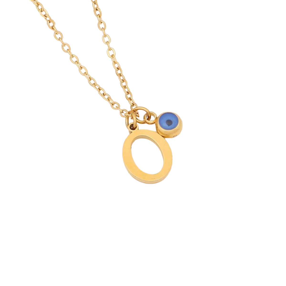 Evil Eye Initial 18k Gold Plated Necklace