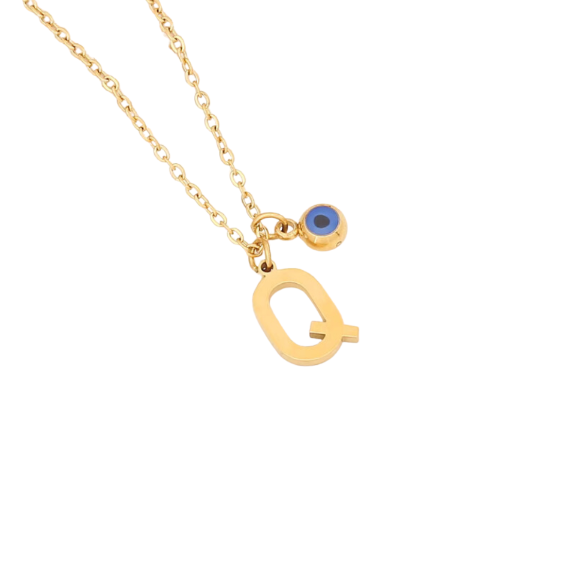 Evil Eye Initial 18k Gold Plated Necklace