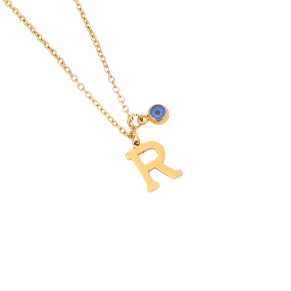 Evil Eye Initial 18k Gold Plated Necklace