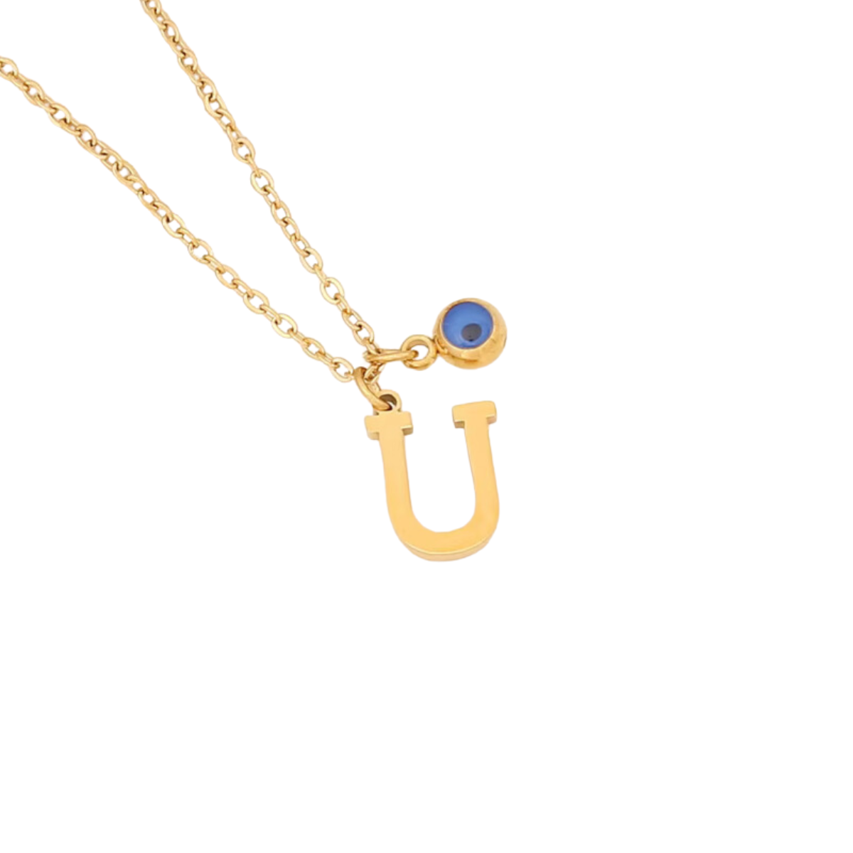 Evil Eye Initial 18k Gold Plated Necklace