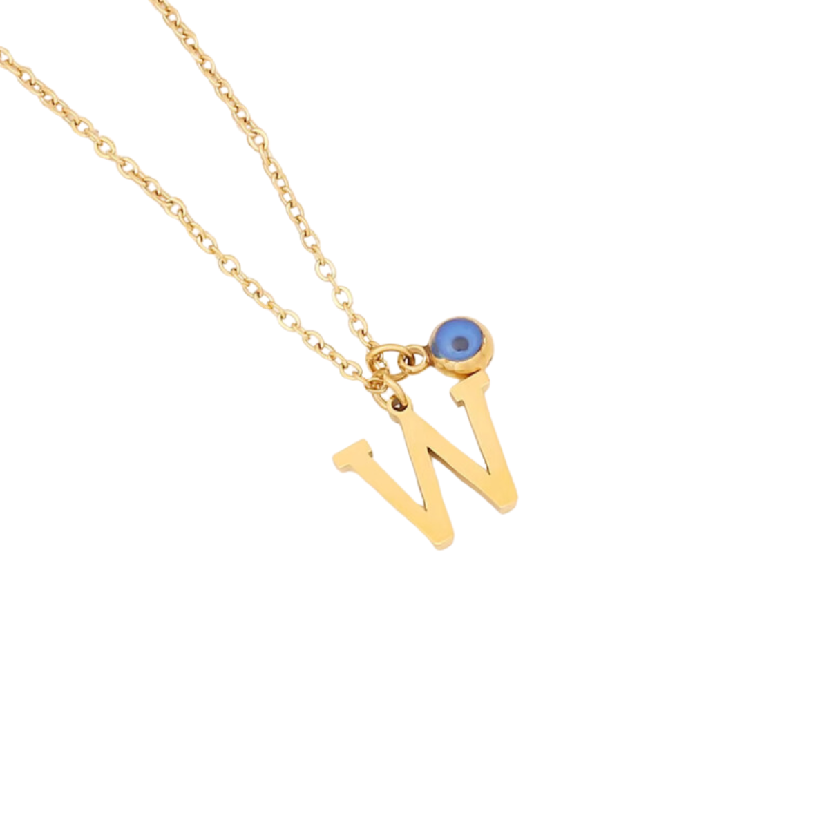 Evil Eye Initial 18k Gold Plated Necklace