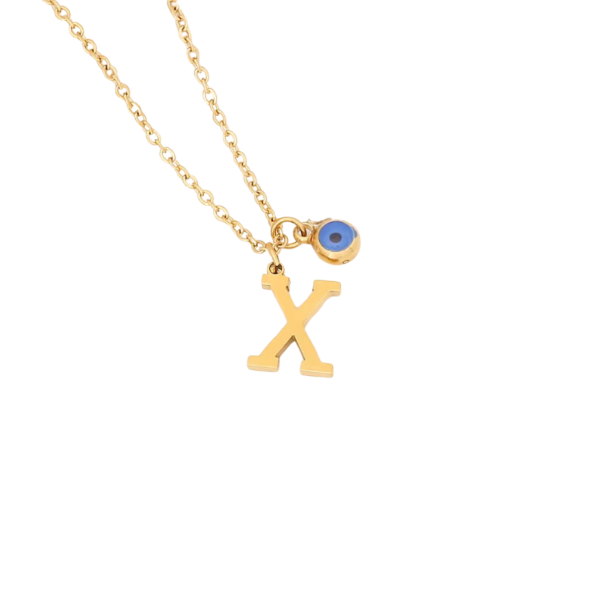 Evil Eye Initial 18k Gold Plated Necklace