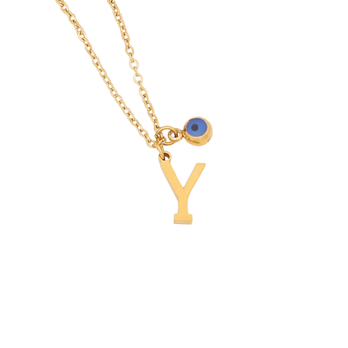 Evil Eye Initial 18k Gold Plated Necklace