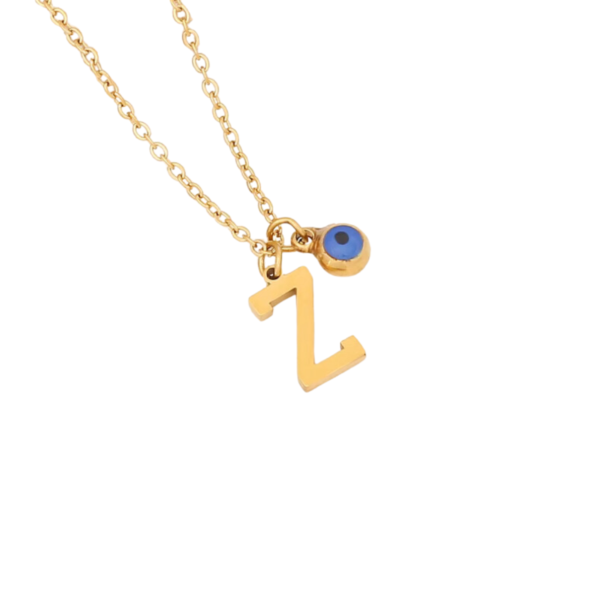 Evil Eye Initial 18k Gold Plated Necklace