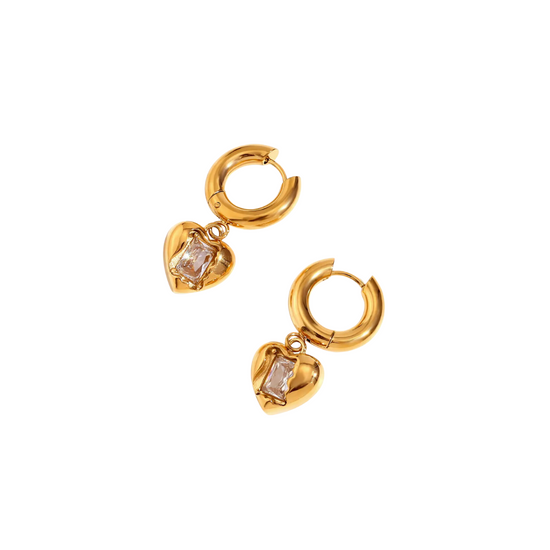 Valentine 18k Gold Plated Earrings Clear