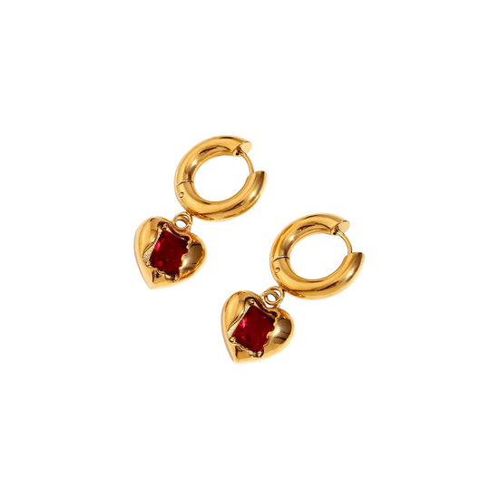 Valentine 18k Gold Plated Earrings Red