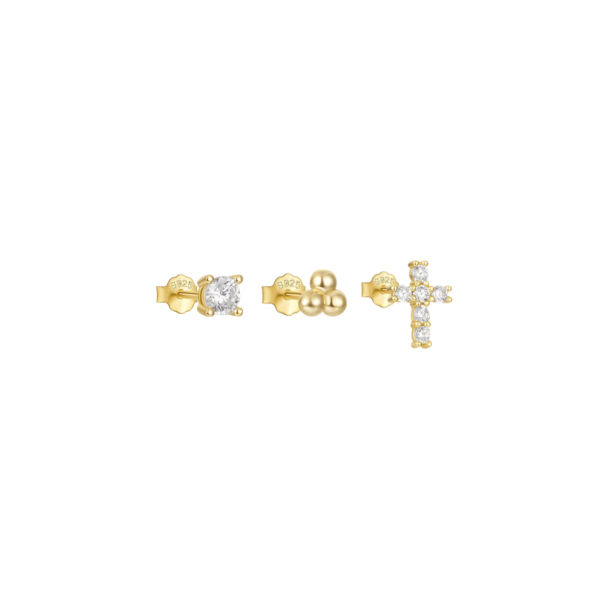 18k Gold Plated Crystal Stack Earrings Set Style Four