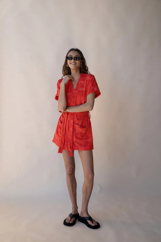 Seaside Terry Kimono Dress Lobster Red