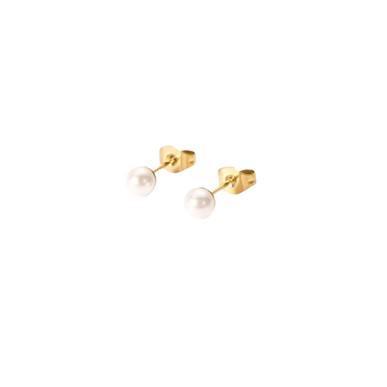 Paris Fresh Water Pearl 18k Gold Plated Earring Studs