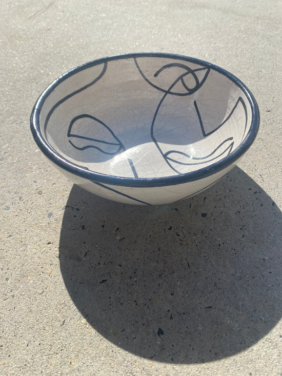 Hand Painted Salad Bowl - Faces