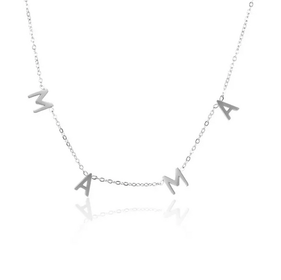 Mama Individual Letter Necklace Silver