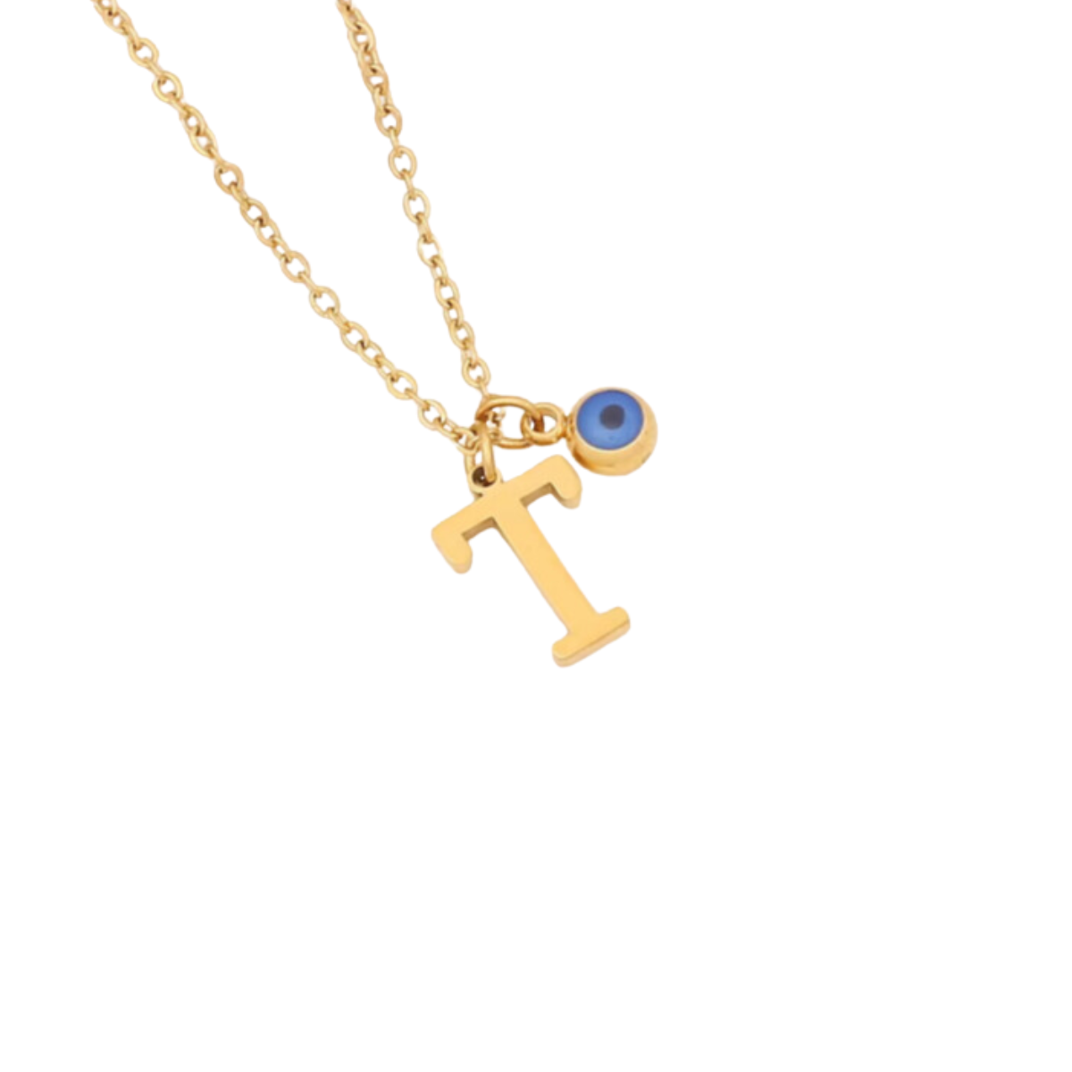 Evil Eye Initial 18k Gold Plated Necklace