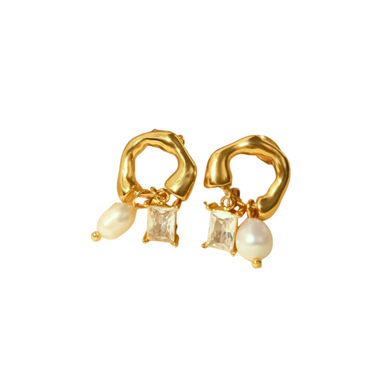 Amalfi 18k Gold Plated Hoop Earrings Clear