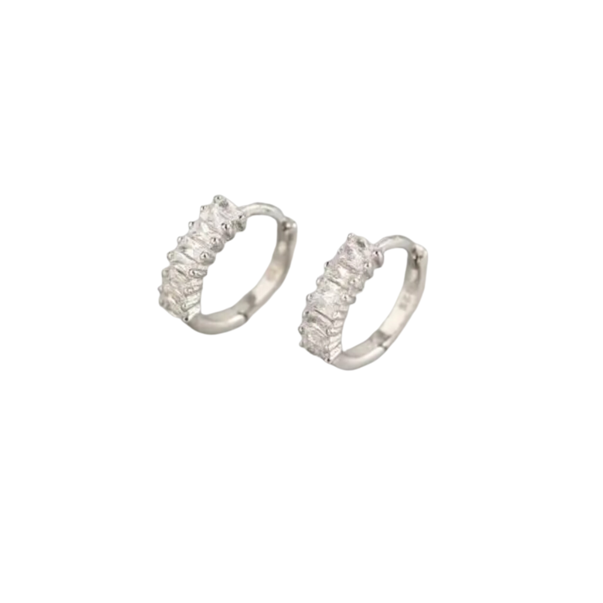 Ivy 925 Sterling Silver Crystal Huggie Earrings