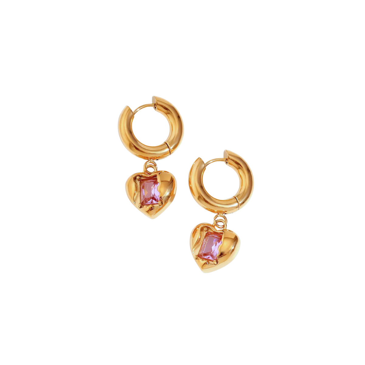 Valentine 18k Gold Plated Earrings Pink